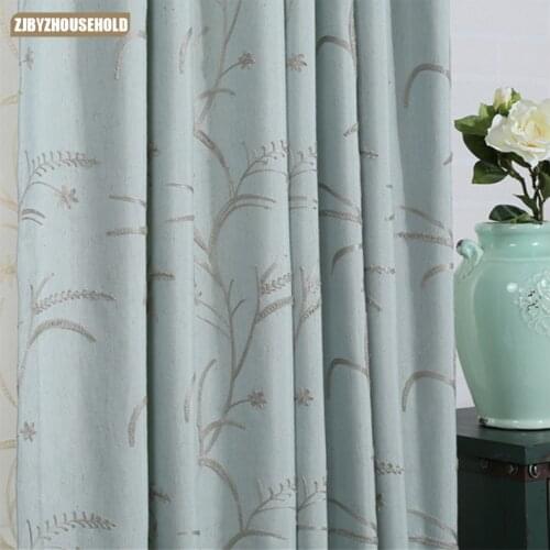 Modern Curtains for Living Dining Room Bedroom American Pastoral Style Curtains Cotton and Linen Embroidered Fabric CurtainTulle