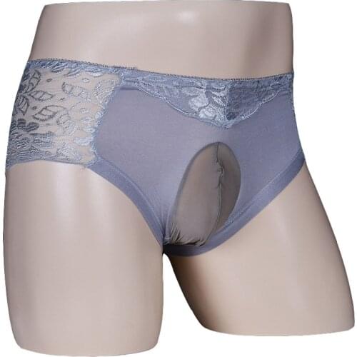 Sexy Men Panties High Quality Sheer Lace Seamless U convex cover Cock Pouch Briefs Back Hollow out Breathable Underwear