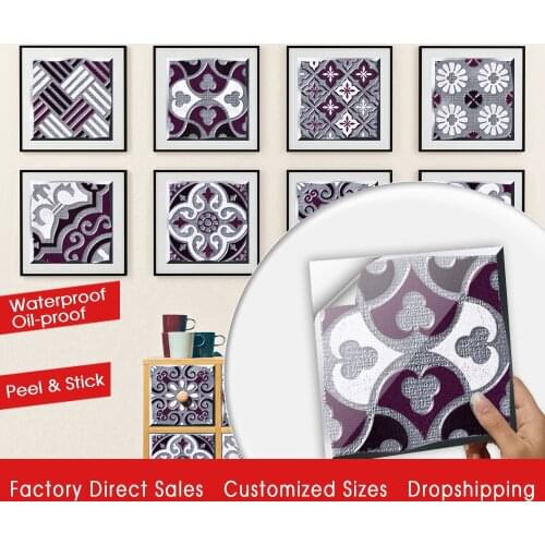 10/15/20/30cm Floral Texture Hard Floor Tiles Wall Sticker Kitchen Bathroom Home Decor Poster Peel & Stick Ground DIY Art Mural