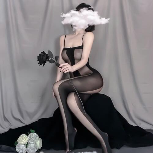 Fantasia Sexy Body Stocking Lingerie erotique Sex Costume Black Open Crotch Bodystocking Porno Teddy Babydoll Underwear lenceria
