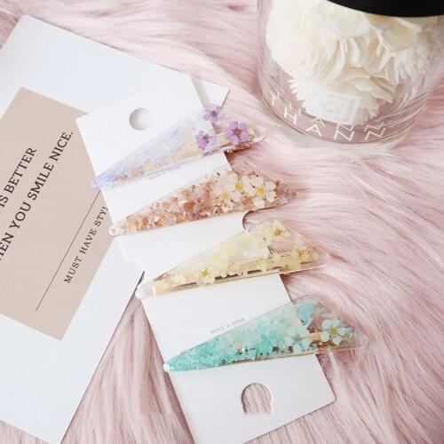 1pcs Korea Fashion Resin Bling Flower Hairpins for Girls Geometric Transparent Hair Clips Womens Hairpin Hair Accessories