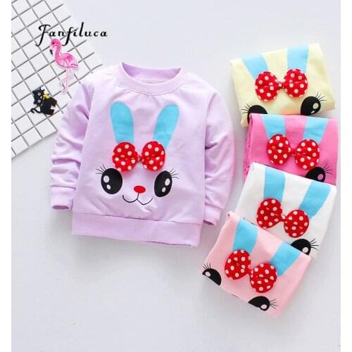 Fanfiluca Brand New Girls T-Shirts Long Sleeve Girl Spring Rabbit Tees Shirt Fashion Tops Clothes Children Outwear Outfits