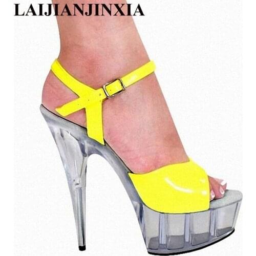 LAIJIANJINXIA Sexy 15 CM High-Heeled Sandals Nightclub Dance Shoes Pole Dancing Shoes Model High Heels Womens Shoes K-108