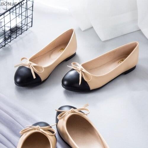 Spring Summer New Round Head Weaving Flats Shallow Mouth Low-top Mixed Color Single Shoes Sweet Butterfly Knot Womens Shoes