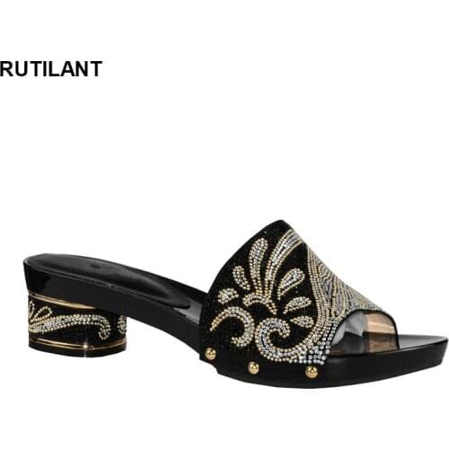 Arrival African Wedding Women Shoes Larges Size 43 Italy Design with Rhinestone Women Parties Shoes Elegant Crystal Women Shoes