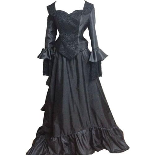 D-004 Victorian Gothic/Civil War Southern Belle loose Ball Gown Dress Halloween Vintage print dresses Sz US 6-26 XS-6XL