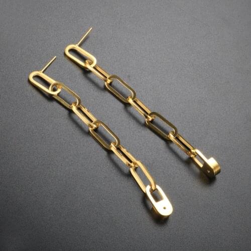 ZMFashion Thick Chain Earrings For Women Men Unisex Stainless Steel Simple Punk Hip Hop Stud Earrings Charm Jewelry Accessories