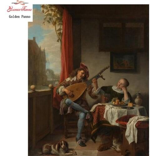 Golden Panno,DIY DMC Cross stitch,Sets For Embroidery kit,Religion Cross stitch patterns Singing Listen Counted Cross-Stitching