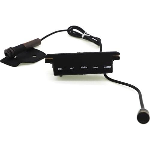 Soundhole Sound Hole Acoustic Guitar Pickup with Microphone 6.35mm Endpin Jack Black