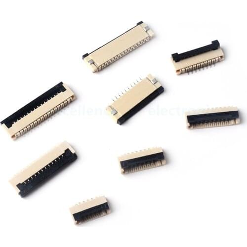 10pcs FPC FFC Flat Cable Connector 1mm Pitch Under Clamshell Socket 4P 6P 8P 10P 12P 14P 16P 20P 22P 24P 30P