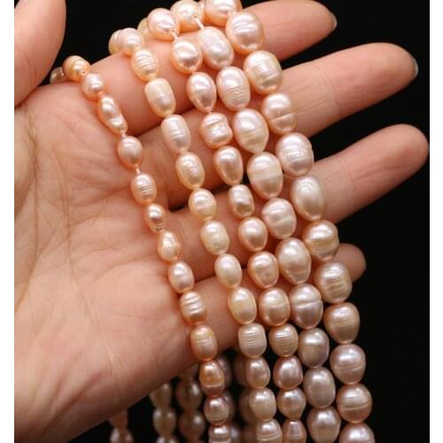 High Quality 100% A Natural Freshwater Pearl Rice Shape Pink Loose Beads for Jewelry Making Bracelet Necklace Accessories