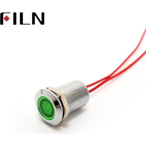 12mm LED Metal pilot Indicator Light 6V 12V 24V 110V 220V Red Yellow Blue Green White led with 20cm cable Signal lamp