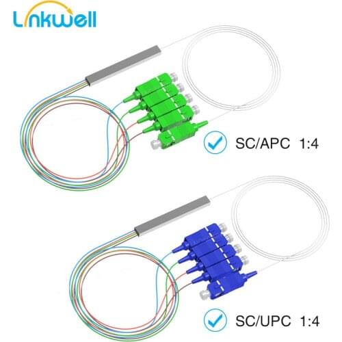 1x4 High Quality 10pcs/Lot PLC SC/APC SM 0.9mm Steel Tube FTTH Fiber Optic PLC Splitter 1m SC APC UPC Connector 1:4 Connector