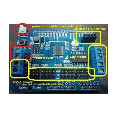 2CH Motor 16CH Servo Shield Driven Control Board Compatible With Arduino For Robot Arm Robot Tank Car Diy RC Toy Kit