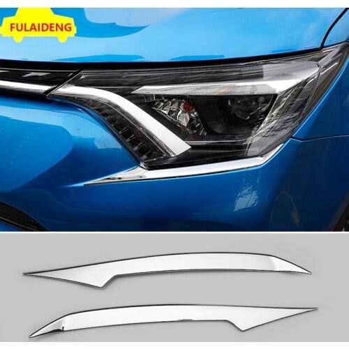 2pcs For Toyota RAV4 2016-2018 ABS Chrome Auto Front Headlight Lamp Eyebrow cover trim Car Styling Accessories