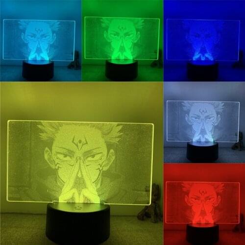 3D Nightlight Animated Real Ver. Jujutsu Kaisen Ryomen Sukuna Field Action Figure 7 Colors Touch Optical Illusion Lamp Gift Mode