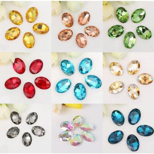 5-50pcs/lot Multiple Colors Oval Faceted Sewing Flatback Rhinestones Acrylic Craft For DIY Craft Home Decoration Supplies