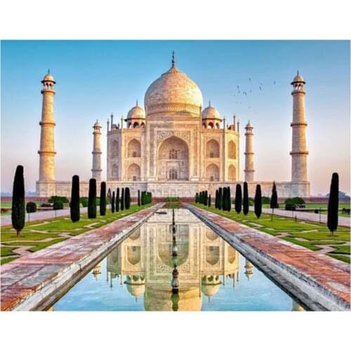 5D DIY Full Round Diamond Painting Taj Mahal Religion 3D Embroidery Cross Stitch Rhinestone Mosaic Home Decor Gift Y296