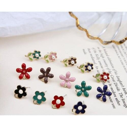 6pcs Jewelrypearl Flower Stud Earrings for Women Diy Accessories Alloy Hot Sale Statementpendant Fashion Drop Earing Modern