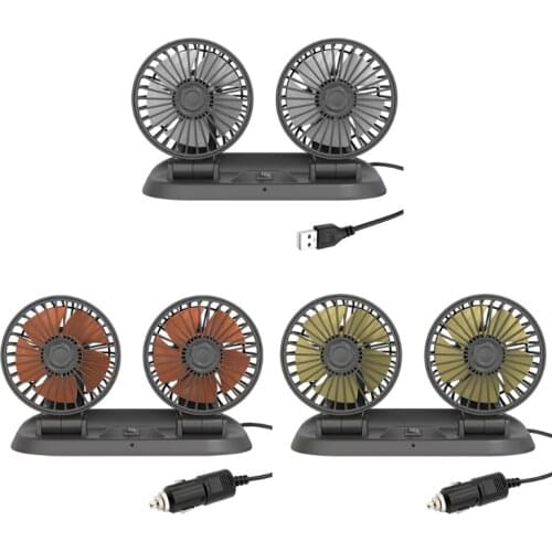 Car Fan 360 Degree Rotatable 3 Speed Dual Head Car Auto Cooling Air Circulator Fan for Van Suv Rv Boat Auto Vehicles