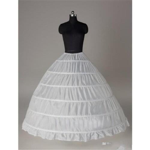 6 Hoops Ball Gown White Bridal Petticoat Bone Full Crinoline Tulle Long Puffy Wedding Petticoat Cheap