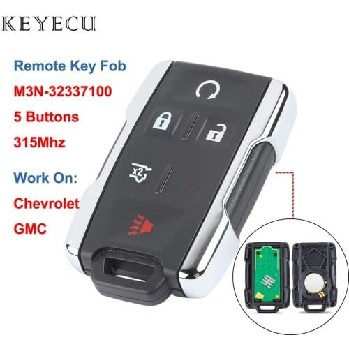 Keyecu Remote Auto Car Key Fob 5 Buttons 315Mhz for Chevrolet Tahoe Suburban for GMC Yukon 2015 2016 2017 2018 2019 M3N-32337100
