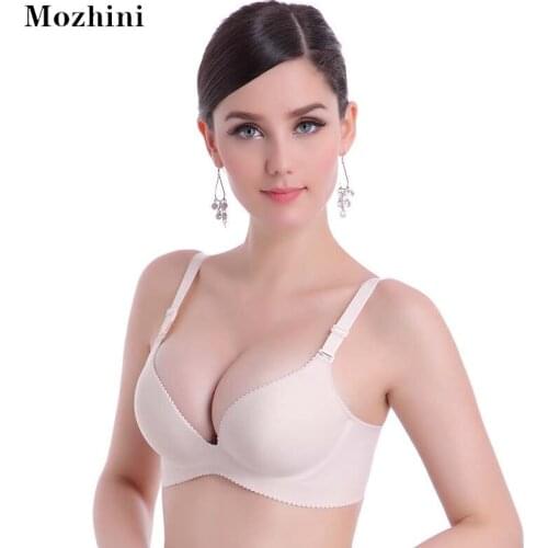 Mozhini Sexy Intimates Deep U Plunge Bra Invisible Seamless Push Up Bras Solid Bralette Sexy Lingerie Girl Colorful Underwear