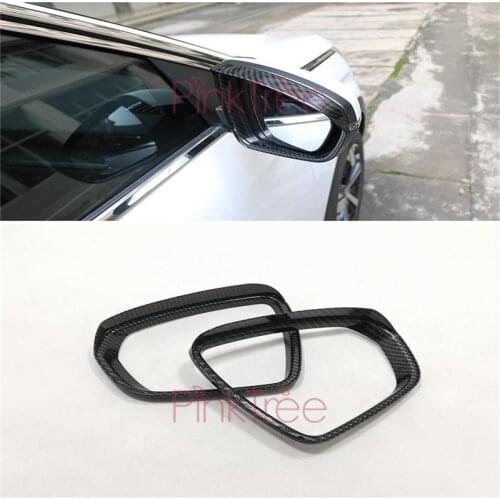 For Peugeot 3008 GT 2017 2018 Carbon Fiber Sun Rain Guard Shield Deflector Trim Side Door Mirror Cover Decoration Accessories