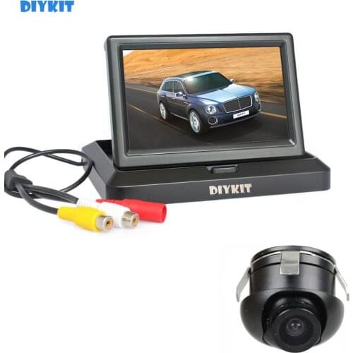 DIYKIT Wired 5" Rear View Monitor Car Monitor + Back Up Rear Front Side View Cam for Parking Assistance System