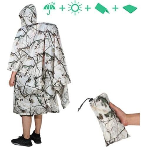 4-in-1 Rain Coat Canopy Waterproof Cape Tent Shelter Picnic Mat Ground Cloth Combo Multi Purpose for Outdoor Scooter TS2