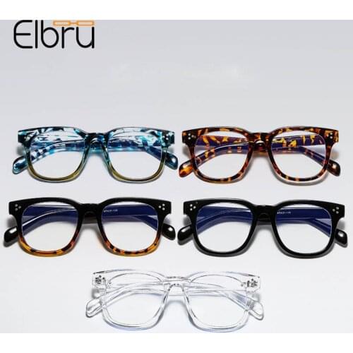 Elbru Retro Fashion Large Square Glasses Frame Women Men Anti Blue Light Plain Spectacles Fashion Clear Lens Optical Eyeglasses