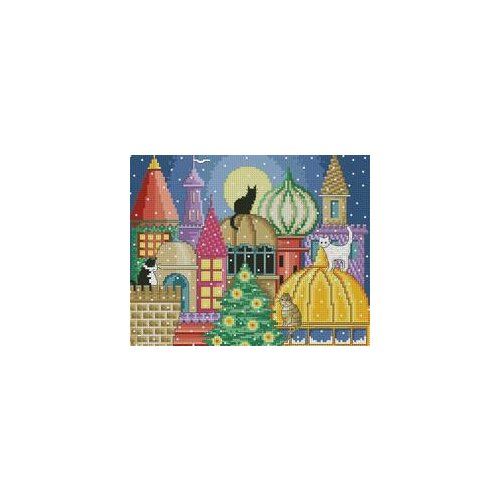 FF Counted Cross Stitch Kit Fan Handmade Needlework For Embroidery 14ct Cross Stitch Color The cat on the magazine roof