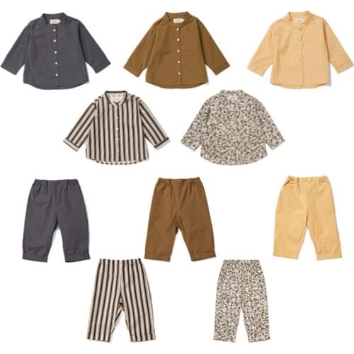 2021 Autumn KS Brand Baby Boys Shirt Pants Set Striped Toddler Kids T Shirts Trousers Clothes Set Children Outfit Suit Winter