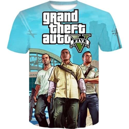 Grand Theft Auto Game GTA 5 Boys 2021 Summer T Shirts Cool GTA5 Unisex TShirt Colorful 3D Print T-shirt Funny Clothing tshirt