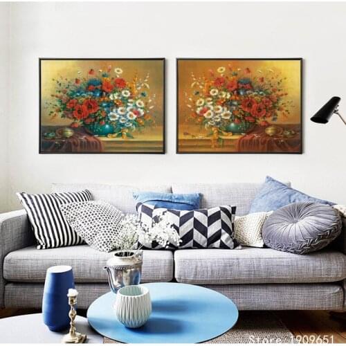 Cotton no frame classical flowers arranging vase canvas printings oil painting printed on cotton wall art decoration pictures