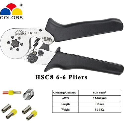 HSC8 6-6 0.25-6mm2 1050pcs Terminal crimping pliers electric tube terminals box mini brand clamp tools set crimp tools pliers