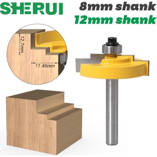 1PC8mm Shank 12mm shank Picture Frame Stepped Rabbet Molding Router Bit C3 Carbide Tipped Wood Cutting Tool woodworking