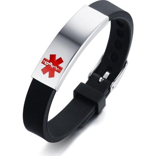 Silicone titanium steel curved brand medical logo bracelet wholesale B00639
