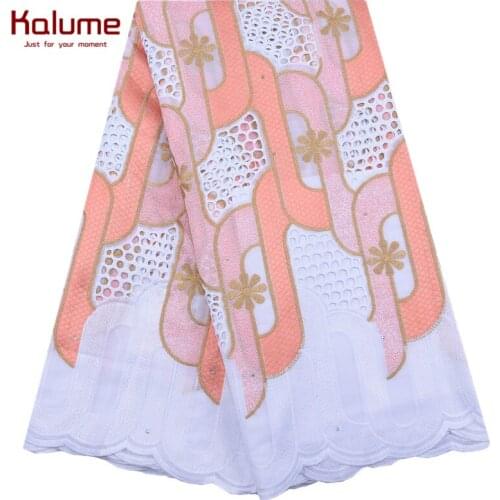 Kalume Hot Sale Cotton African Dry Lace Fabric Soft Nigerian Lace Fabric High Quality Swiss Voile In Switzerland For Dress F1954