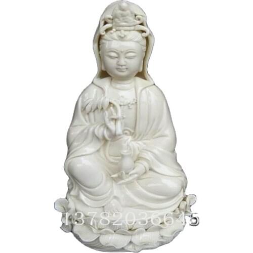 China old porcelain Net bottle sitting in Lotus Guanyin White Porcelain sculpture