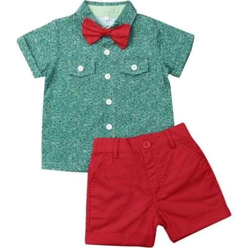 2pcs Toddler Kids Baby Boy Gentleman Outfit Clothes Formal T-shirts Tops+Shorts Pants Children Boys Holiday Party Clothes Sets