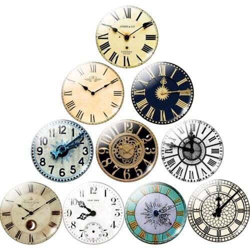Round Photo Retro Clock Pocket Watch Pattern Glass Cabochon for DIY Jewelry Making Findings 25MM Demo Flat Back Making Findings