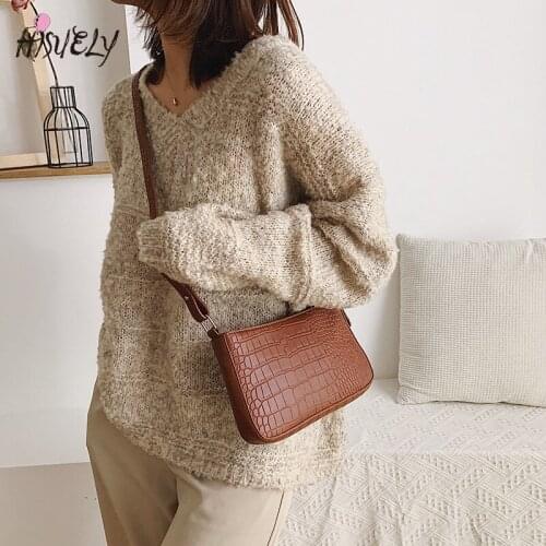 Hot Sale Messenger Handbags Retro Alligator Pattern Women shoulder bags Flap New PU Leather Casual Solid crossbody bag Bolsas Q4