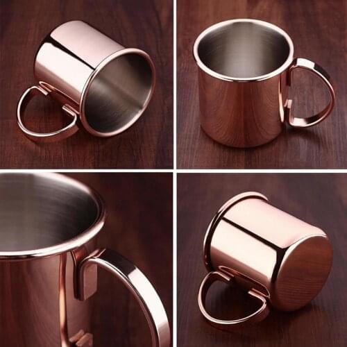 500ML Copper Mugs with Handle European American Style Moscow Mule Cocktail Glass Pure Copper Cup Restaurant Bar Cold Drink Cup