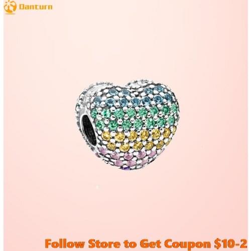 Fashion 925 Sterling Silver Beads Multi-colour Pave Open My Heart Clip Charms fit Original Pandora Bracelets Women DIY Jewelry