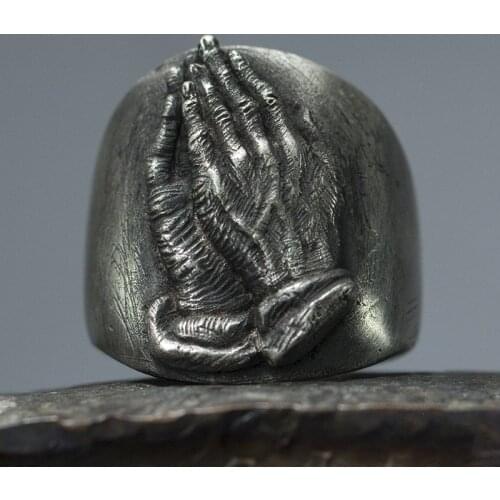 Steampunk Vintage Christian Religion Mary Praying Mens Stainless Steel Opening Rings Gothic Punk Rock Biker Jewelry Accessories