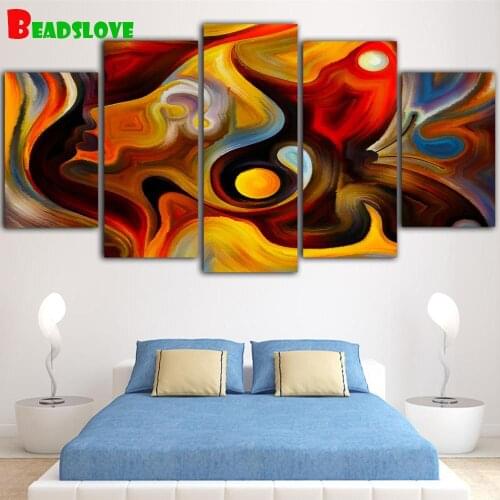 5 piece diamond painting Abstract woman face Wall Artwork mosaic Full square round drill Embroidery Cross Stitch kits Home Decor