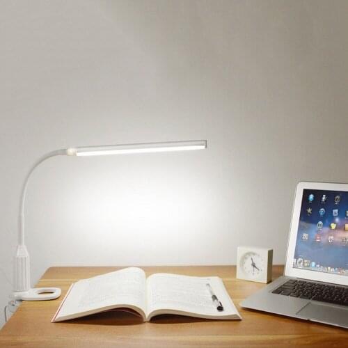 Clip Table Lamp USB Rechargeable Desk Lamp LED Flexible Stepless Touch Dimming Light for Eyes Protect Bed Study Reading Book