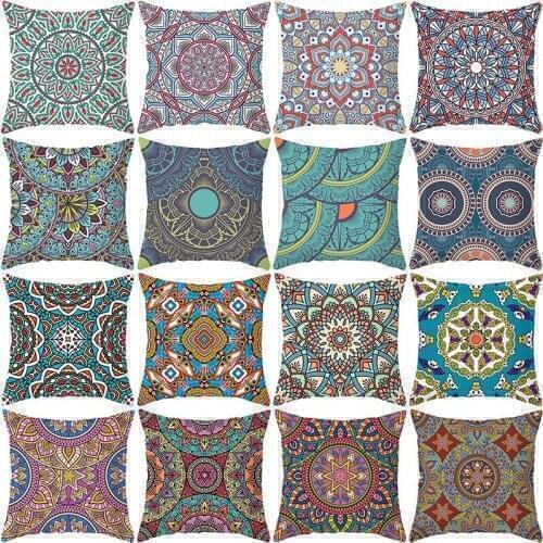 Mandala Polyester Sofa Throw Pillow Cover Nordic Geometric Pattern Cushion Cover For Living Room Decoration Pillow Cases 45*45
