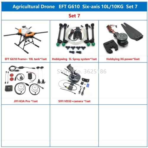 2021 NEW EFT G610 Six-Axis 10L Agricultural Spray Drone1460mm Wheelbase Brushless Water Pump With Hobbywing X6 Power System Kit